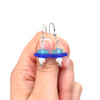 Aqua and Cobalt Sea Glass and Pearl Stack Earring  on model for color reference.