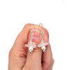Pink and White Sea Glass and Pearl Stack Earring  on model for color reference.