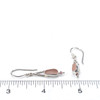 Pink Sea Glass and Ruby Lunar Drop Earrings on ruler for size reference.