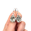 Abalone Teardrop Shimmer Single Bezel Earrings on model for color reference.