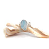 Sky Turquoise Wisp Ultra Rare Sea Glass Swirl Ring - Size 9