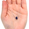 Deep Blue Ultra Rare Sea Glass Simple Necklace on model for color reference. 