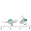 Sky Sea Glass Bezel Wrap Cascade Earrings on ruler for size reference. 