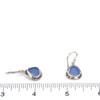 Cornflower Sea Glass Double Bezel Earrings on ruler for size reference. 