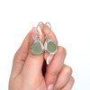 Seafoam Sea Glass Double Bezel Earrings on model for color reference. 