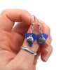 Cobalt Inverted Triangle Sea Glass Sand Dollar Nautical Earrings held for color and details