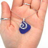 Cobalt Sea Glass Journey Necklace on model for color reference.