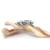 Cornflower Smooth Sea Glass and Turquoise 5 Stone Ring - Size 9