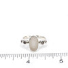 White Elongated Oval Sea Glass and Rose Quartz Ring - Size 9 on ruler for size reference. 