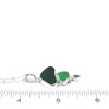 Green Sea Glass and Emerald Three Tier Necklace on ruler for size reference.