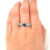 Cobalt Sea Glass and Turquoise 5 Stone Ring - Size 9 on model for color reference. 