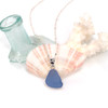 Cornflower Smooth Triangle Drop Sea Glass Bezel Set Necklace