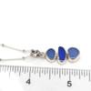 Cornflower Ombre Sea Glass Mini-Mod Three Tier Necklace on ruler for size reference. 