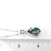 Aqua Teal Sea Glass Lily Necklace on ruler for size reference.