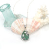 Aqua Teal Sea Glass Lily Necklace