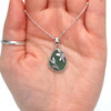 Aqua Teal Sea Glass Lily Necklace on model for color reference.