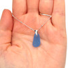 Cornflower Glow Sea Glass Pinch Necklace on model for color reference. 