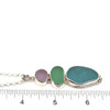 Purple Berry Bold Pastel Sea Glass 3 Tier Beaded Necklace on ruler for size reference. 