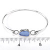 Cornflower Sea Glass Hinge Bangle Bracelet on ruler for size reference. 