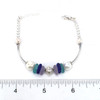 Lavender Berry Blues Sea Glass and Pearl Beaded Bracelet on ruler for size reference.