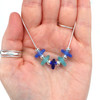 Beautiful Blues Sea Glass 5 Stone Necklace 16" - 18" length in hand for color reference