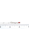 Red-Orange Sea Glass 250 Years Charm Necklace on ruler for size reference.