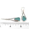 Aqua Teardrop Sea Glass Lunar Drop Earrings on ruler for size reference. 