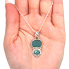 Aqua Rectangle Sea Glass and Turquoise Oval Beaded Necklace on model for color reference. 