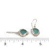 Aqua Sea Glass Trio Bead Earrings on ruler for size