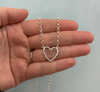 Sterling Silver Heart Charm Holder Necklace - 20 Length - ROLO CHAIN