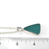 Aqua Triangle Sea Glass Single Bezel Necklace on ruler for size reference. 