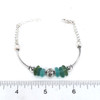 Olive Tropical Blues Sea Glass and Pearl Daisy Bracelet on ruler for size reference.