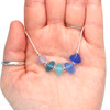 Cool Rainbow Sea Glass 5 Stone Necklace 16"-18" Length