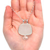 White Sea Glass and Herkimer Double Slide Necklace on model for color reference.