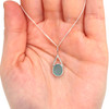 Aqua Oval Sea Glass Lunar Drop Charm on model for color reference. 