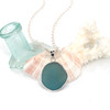 Aqua Rounded Sea Glass Single Bezel Necklace