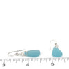 Aqua Sea Glass Simply Drilled Earrings on ruler for size reference.