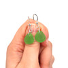 Green Sea Glass Simply Drilled Earrings on model for color reference. 