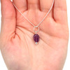 Amethyst Gemstone Charm on model for color reference. 
