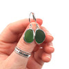 Green Tropical Sea Glass Single Bezel Earrings