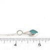 Aqua Diamond Sea Glass Lunar Drop Charm on ruler for size reference. 