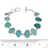 Aqua Ombre Sea Glass 9 Stone Bracelet on ruler for size reference