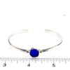 Cobalt Circle Sea Glass Beaded Cuff Bracelet on ruler for size reference