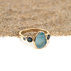 Turquoise Zebra Ultra Rare Sea Glass Blue Topaz and Diamond Divinity Ring side view