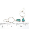 Aqua Bezel Wrap Lunar Sea Glass Earrings on ruler for size reference