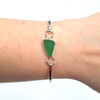 Green Tropical Sea Glass Hinge Bangle Bracelet on  model for color reference