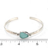 Aqua Triangle Sea Glass Beaded Cuff Stacking Bracelet on ruler for size reference