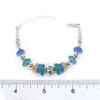 Sunrise Blues Sea Glass and Pearl Beaded Bracelet on ruler for size reference.
