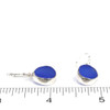 Cobalt Perfect Circle Sea Glass Bezel Earrings on ruler for size reference.