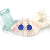 Cobalt Perfect Circle Sea Glass Bezel Earrings